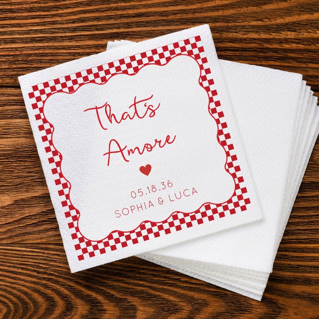 That's Amore Italian Chic Personalised Red Wedding Napkin (Creator Uploaded)