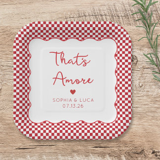 That's Amore Italian Chic Personalised Red Wedding Paper Plate