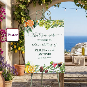 That's Amore Italian Citrus Wedding Welcome Poster