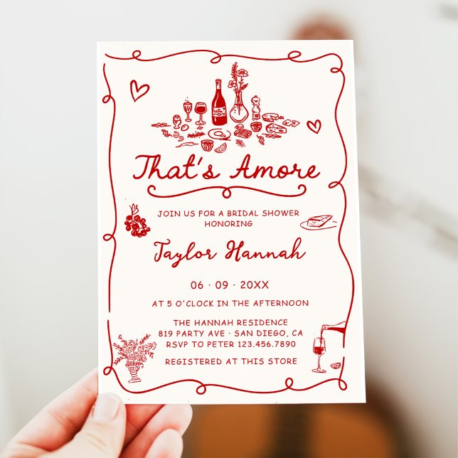 That's Amore Italian Drawn Engagemen Bridal Shower Invitation (Creator Uploaded)