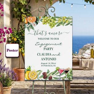 That's Amore Italian Engagement Party Welcome Poster
