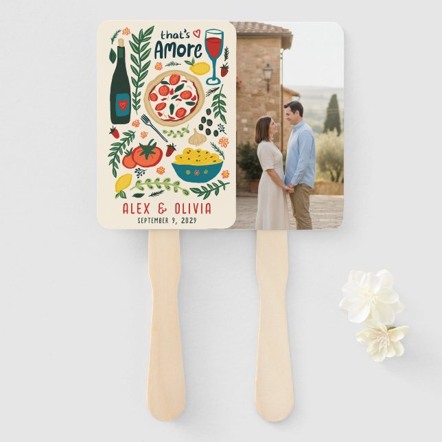 That's Amore Italian Food CUSTOM PHOTO Wedding  Hand Fan (Front and Back)