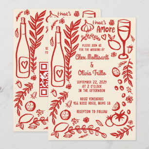 That's Amore Italian Food CUSTOM QR Wedding Party  Invitation
