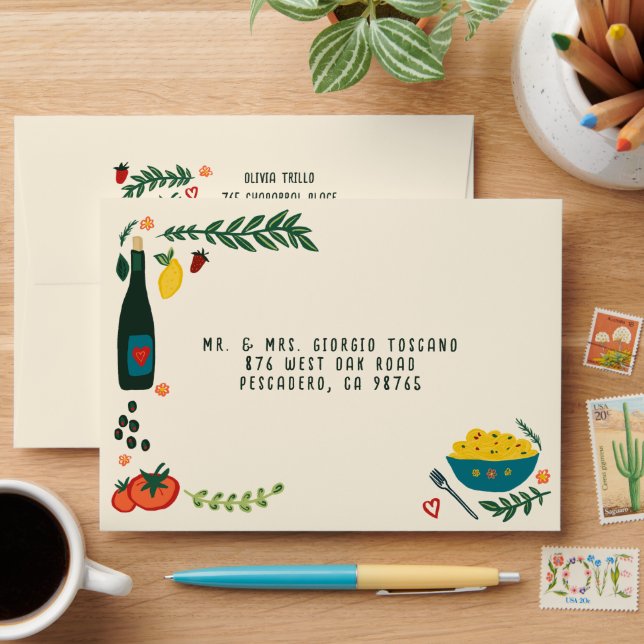 That's Amore Italian Food CUSTOM Wedding  Envelope (Desk)