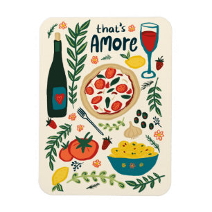 That's Amore Italian Food Love Whimsical Pizza Magnet