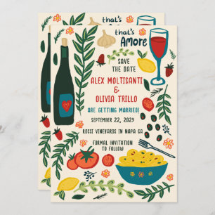 That's Amore Italian Food SAVE THE DATE Custom QR  Invitation