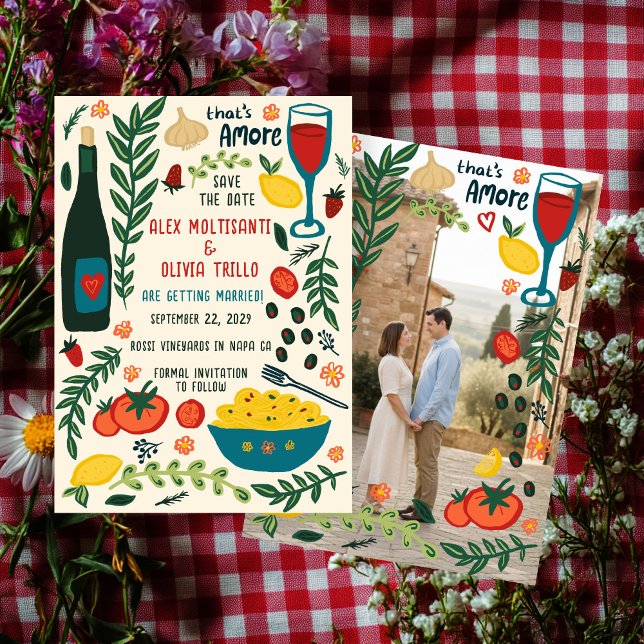 That's Amore Italian Food SAVE THE DATE Engagement Invitation (That's Amore Italian Food SAVE THE DATE Custom Photo Engagement Invitation
)