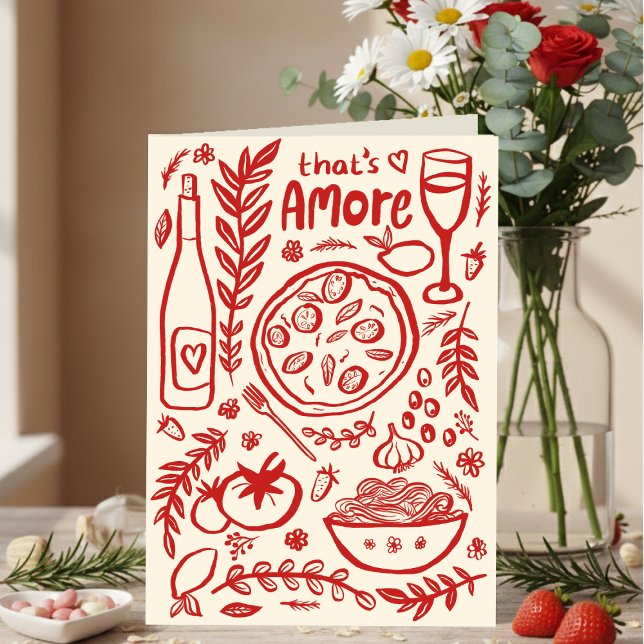 That's Amore Italian Food Valentine Love Whimsical Card (That's Amore Italian Food Valentine Love Whimsical Valentines Day Galentines Day Card
)