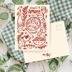 That's Amore Italian Food Valentine Love Whimsical Postcard