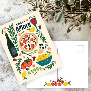 That's Amore Italian Food Valentine Love Whimsical Postcard