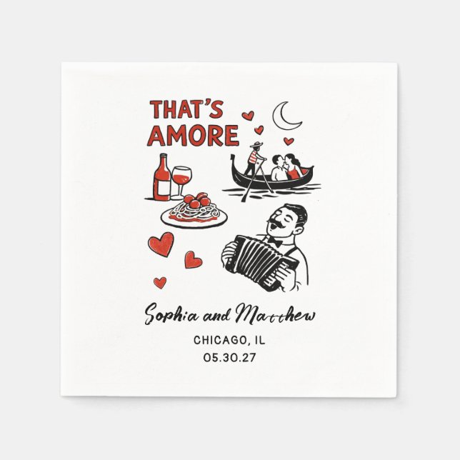 That's Amore Italian Funky Wedding Bridal Shower  Napkin (Front)