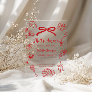 That's Amore Italian Hand drawn Bridal Shower Acrylic Invitations