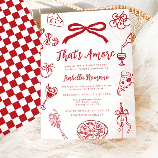 That's Amore Italian Hand drawn Bridal Shower Invitation (Creator Uploaded)