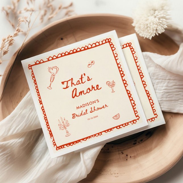 That's Amore Italian Hand Drawn Bridal Shower Napkin (Creator Uploaded)