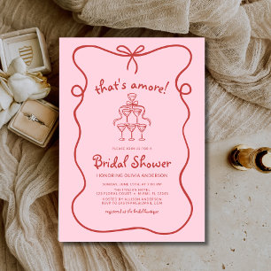That's Amore Italian Hand Drawn Pink Bridal Shower Invitation
