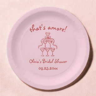 That's Amore Italian Hand Drawn Pink Bridal Shower Paper Plate