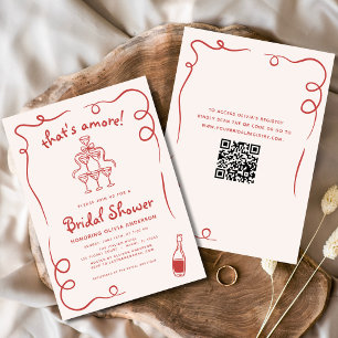 That's Amore Italian Hand Drawn Red Bridal Shower Invitation