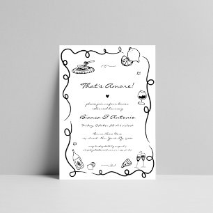 That's Amore Italian Hand Drawn Rehearsal Dinner Invitation