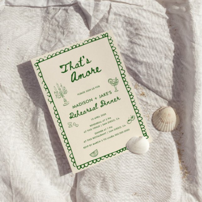 That's Amore Italian Hand Drawn Rehearsal Dinner Invitation (Creator Uploaded)