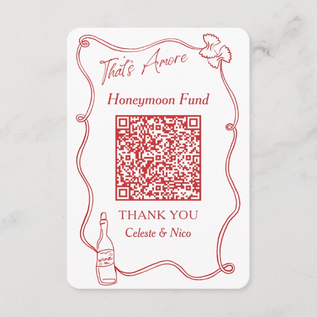 That's Amore Italian Honeymoon Fund QR Code Enclosure Card (Front)