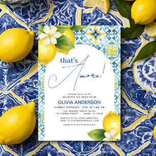 That's Amore Italian Lemon Blue Tile Bridal Shower Invitation