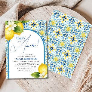 That's Amore Italian Lemon Blue Tile Bridal Shower Invitation