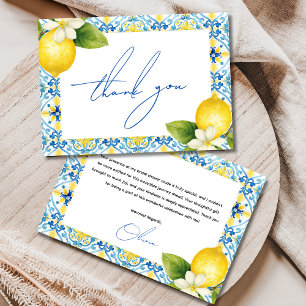 That's Amore Italian Lemon Blue Tile Bridal Shower Thank You Card