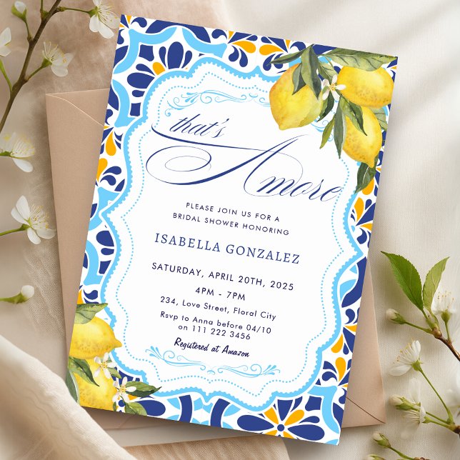 That's Amore Italian Majolica Tiles Bridal Shower  Invitation (That's Amore Italian Majolica Tiles Bridal Shower Invitation)