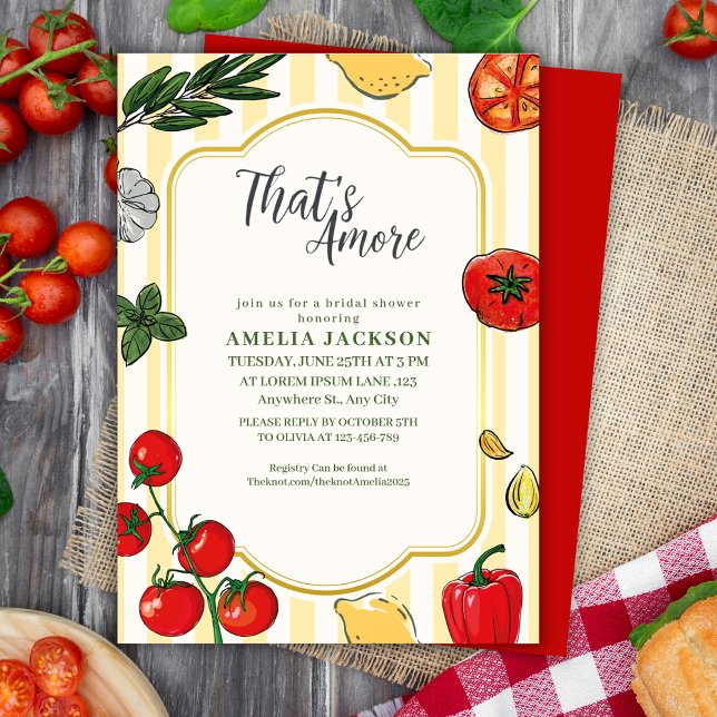 Thats amore Italian pizza and pasta bridal shower Invitation (Creator Uploaded)
