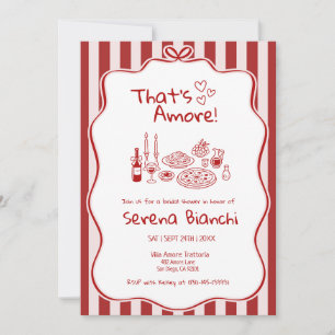 Thats Amore Italian Pizza Stripe bridal shower   Invitation