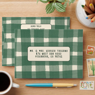 That's Amore Italian PLAID CUSTOM Green Wedding Envelope