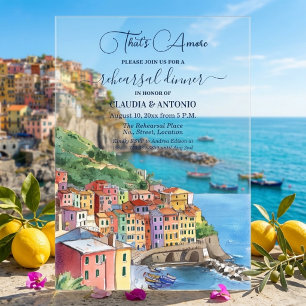 That's Amore Italian Riviera Rehearsal Dinner Acrylic Invitations