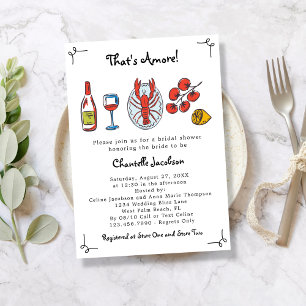 That's Amore Italian Seafood & Wine Bridal Shower Invitation