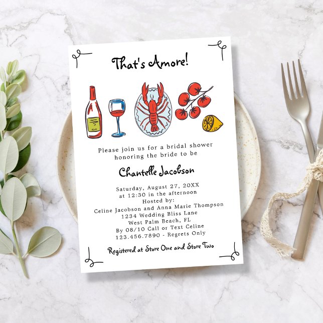 That's Amore Italian Seafood & Wine Bridal Shower Invitation (Creator Uploaded)