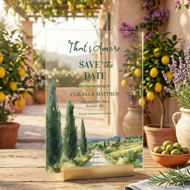 That's Amore Italian View Wedding Save the Date Acrylic Invitations (Creator Uploaded)