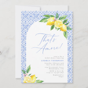 That's Amore Lemon Blue Tile Italian Bridal Shower Invitation