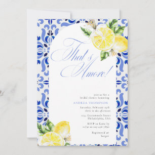 That's Amore Lemon Italian Blue Tile Bridal Shower Invitation