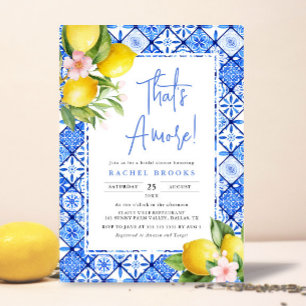 That's Amore Lemon Italian Blue Tile Bridal Shower Invitation