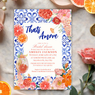 Thats amore mediterranean blue tiles bridal shower invitation