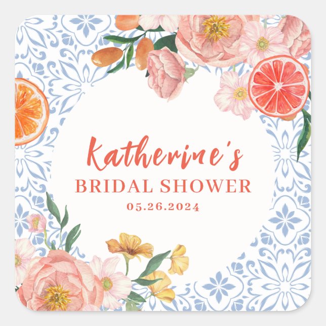 Thats amore mediterranean citrus Bridal shower  Square Sticker (Front)