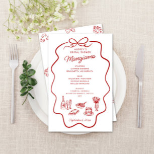 That's Amore Menu, Red Doodles Glossy Paper Menu