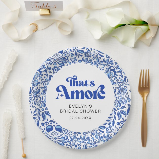 That's Amore Modern Italian Bridal Shower Paper Plate (Wedding)