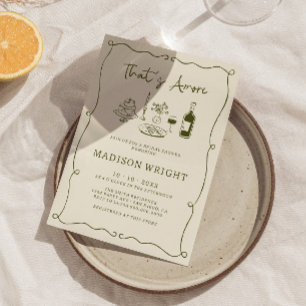 That's Amore Olive Green Hand Drawn Bridal Shower Invitation