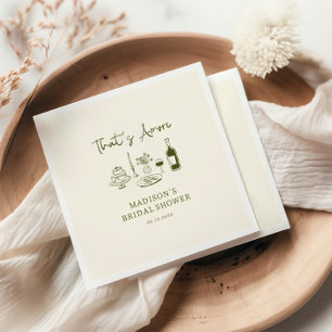 That's Amore Olive Green Hand Drawn Bridal Shower Napkin