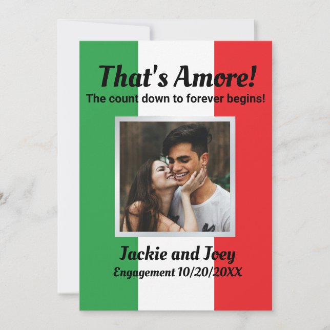 That's Amore! Personalised Photo Italian Flag Save The Date (Front)