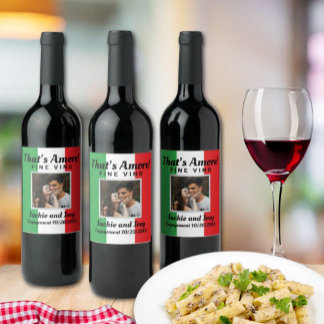 That's Amore! Personalised Photo Italian Flag Wine Label