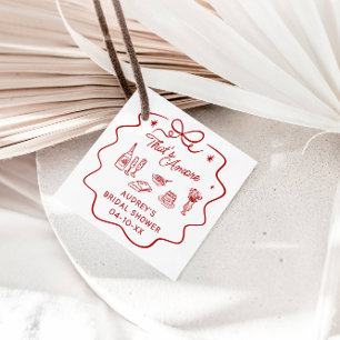 That's Amore, Red Doodle Personalised Shower Favour Tags