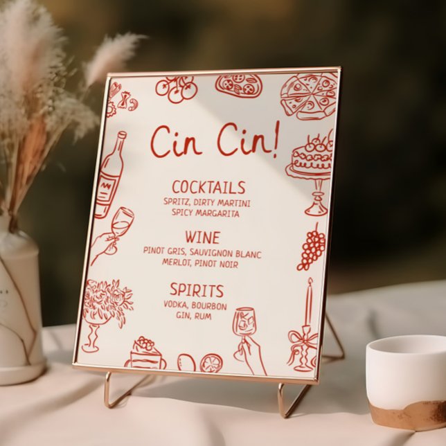 That's Amore Red Illustrated Bar Menu Poster (Creator Uploaded)