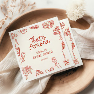 That's Amore Red Illustrated Bridal Shower  Napkin