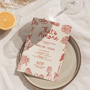 That's Amore Red Illustrated Rehearsal Dinner Invitation